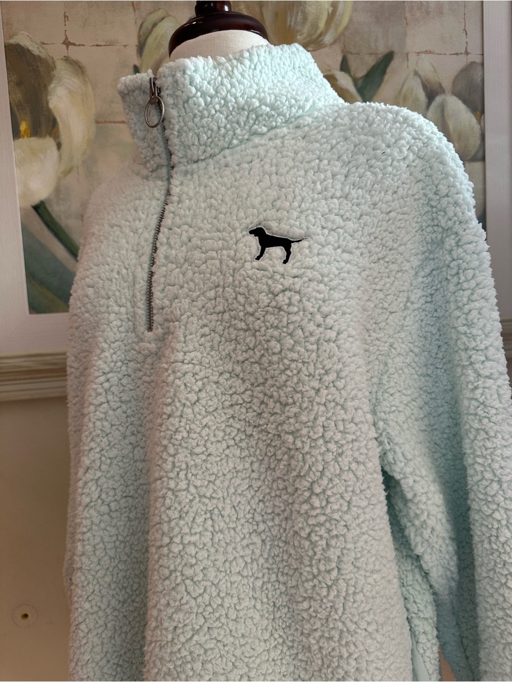 Victoria’s Secret PINK Fleece Sweatshirt Sherpa Mint Green Quarter Zip L - Picture 7 of 10